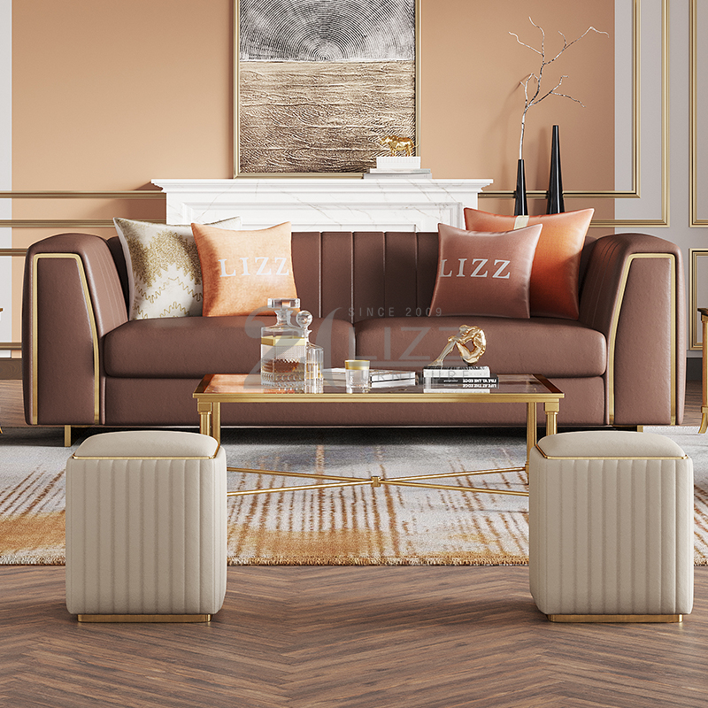 American Leather Living Room Sofa with Coffee Table