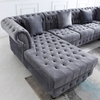 American Style Living Room Sectional Velvet Fabric Chesterfield Sofa