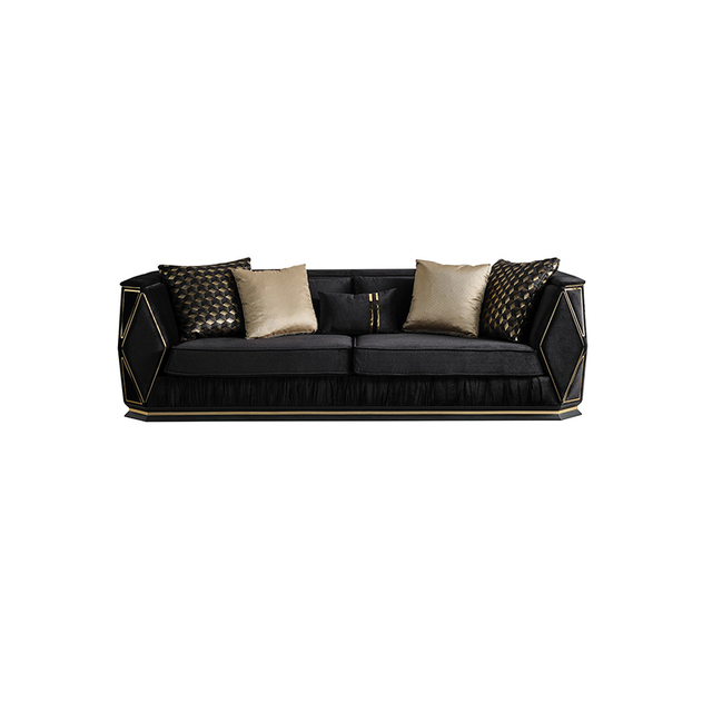 Solid Wood Frame Upholstered Luxury Modular Furniture Couch Diamond Sofa Set