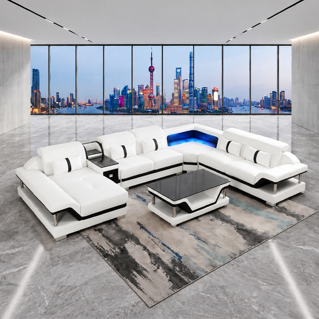 Foshan Furniture Factory Sofa Dream Sectional Chaise Lounges Wholesale Leather Sofa