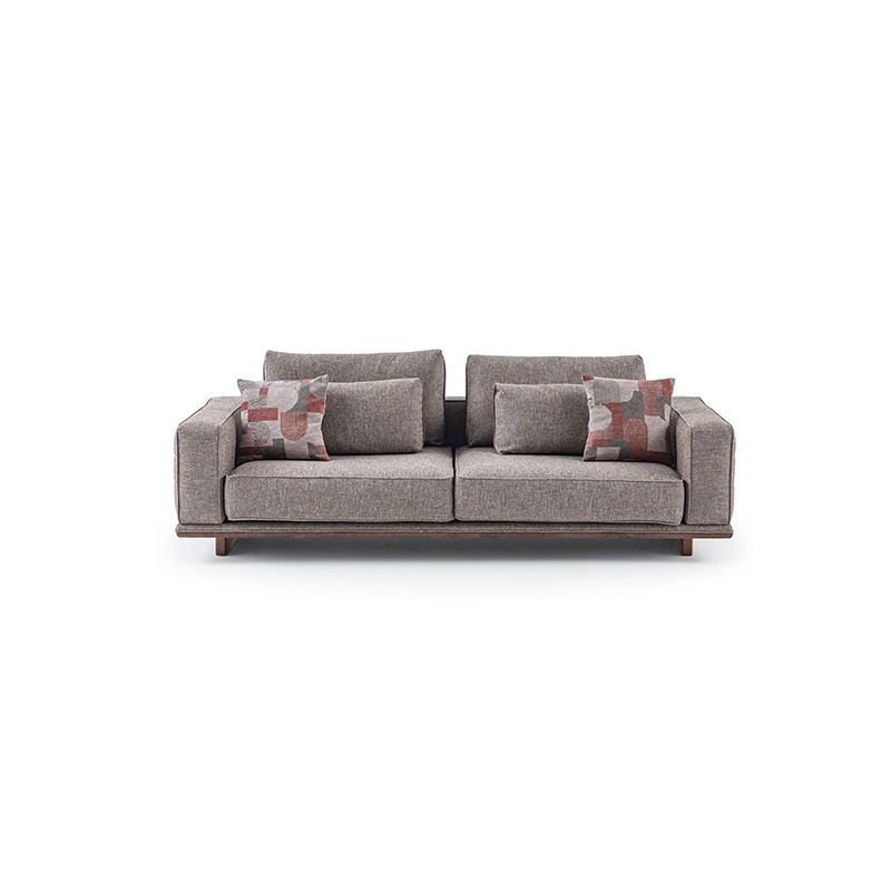 Straight Line Minimalist Nordic Solid Wood Upholstered Sofa Set Linen Fabric Couch Set