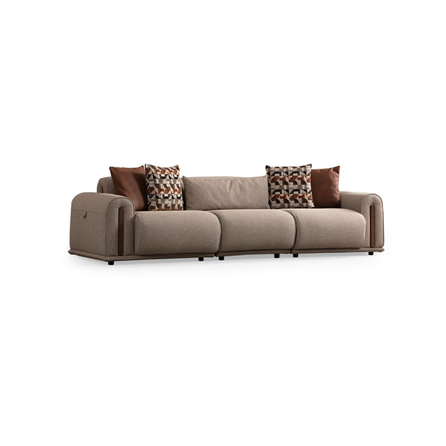 China Modern Hotel Contract Sofa Supplier Brown Fabric Couch Grande Sofa Set
