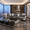 Living Room Furniture LED Sofa U-shape Leather Sectional Chaise Lounge