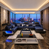 European Modular Leather Couches Chaise Lounge Furniture Black Leather Sofa