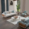Nordic Wood Sofa Turkish Living Room Fabric Couch Blue And Beige Sofa