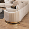 Foshan Factory Wholesale Modular Sofa Curved Arm Beige Velvet Sofa Set