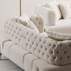 Living Room Luxury Velvet Lounge Furniture Beige Cratos Antique Couch with Adjustable Backrest