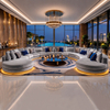 Half Circle Curved Fabric Lounge Set New Style Arabic Conference Room Sofa with Lights