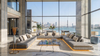 Arabic Council Room Sofa Big U-shape Sectional Majlis Fabric Lounge Set with LED Light