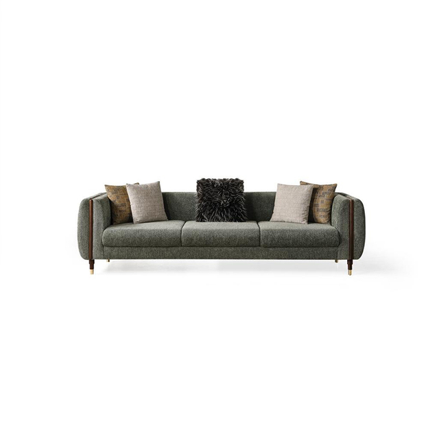 Modern Fabric Couch Sitting Room Furniture Solid Wood Grey Linen Fabric Elisya Sofa Set