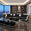 Living Room Furniture LED Sofa U-shape Leather Sectional Chaise Lounge