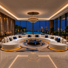 Half Circle Curved Fabric Lounge Set New Style Arabic Conference Room Sofa with Lights