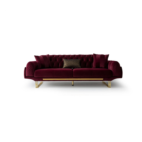 Modern Living Room Lounge Couch Luxury Velvet Dortmund Sofa Set with Gold Legs