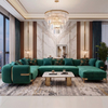 Private Label Furniture Manufacturer Large U-shape Sectional for Villa 6 7 Seat Velvet Lounge
