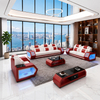 American Popular Home Furniture LED Light Black Leather Couch Italian Sofa Set