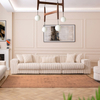 Simple Comfortable Plush Beige Corduroy Faric Couch Bubble Sofa Set