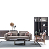 Straight Line Minimalist Nordic Solid Wood Upholstered Sofa Set Linen Fabric Couch Set