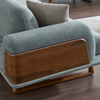 Nordic Wood Sofa Turkish Living Room Fabric Couch Blue And Beige Sofa