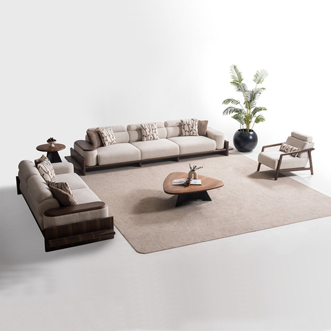Contemporary Sofa Manufacturer Hospitality Furniture Supplier Solid Wood Fabric Hisar Sofa