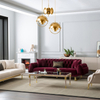 Modern Living Room Lounge Couch Luxury Velvet Dortmund Sofa Set with Gold Legs