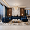 Private Label Furniture Manufacturer Large U-shape Sectional for Villa 6 7 Seat Velvet Lounge