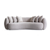 Accent Lounge Furniture Boucle Fabric Curved Cashew Nut Shape Crown Sofa Set