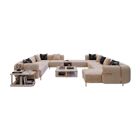 Turkish Sofa Furniture Flannel Fabric U-shape Sectional Arabic Modern Majlis Sofa