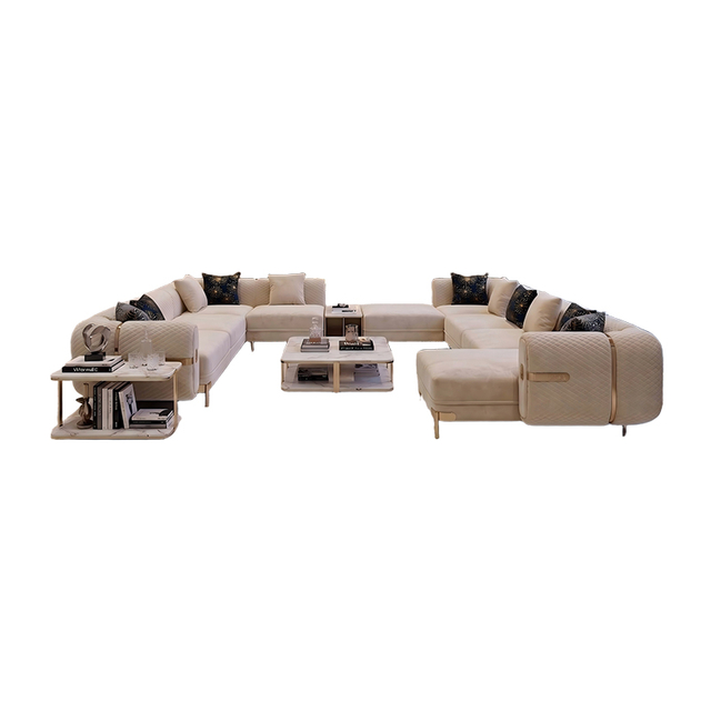 Turkish Sofa Furniture Flannel Fabric U-shape Sectional Arabic Modern Majlis Sofa