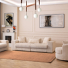 Simple Comfortable Plush Beige Corduroy Faric Couch Bubble Sofa Set