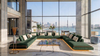 Arabic Council Room Sofa Big U-shape Sectional Majlis Fabric Lounge Set with LED Light