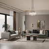 Modern Fabric Couch Sitting Room Furniture Solid Wood Grey Linen Fabric Elisya Sofa Set