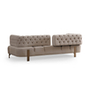 Living Room Luxury Velvet Lounge Furniture Beige Cratos Antique Couch with Adjustable Backrest