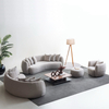 Accent Lounge Furniture Boucle Fabric Curved Cashew Nut Shape Crown Sofa Set