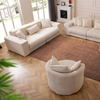 Simple Comfortable Plush Beige Corduroy Faric Couch Bubble Sofa Set