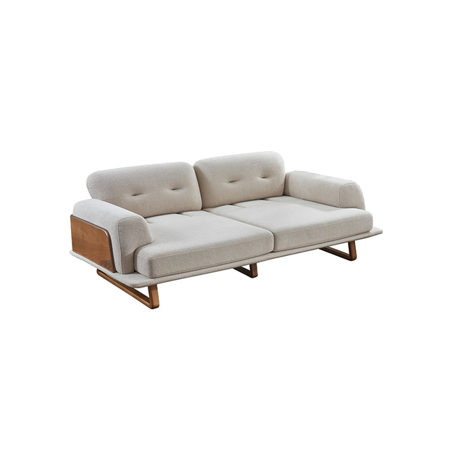 Nordic Wood Sofa Turkish Living Room Fabric Couch Blue And Beige Sofa
